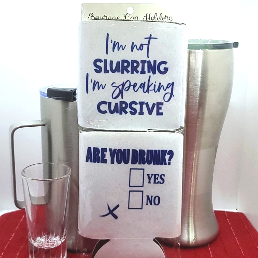 Beverage holder set of 2 for can water bottle - funny comical 😄 designs
